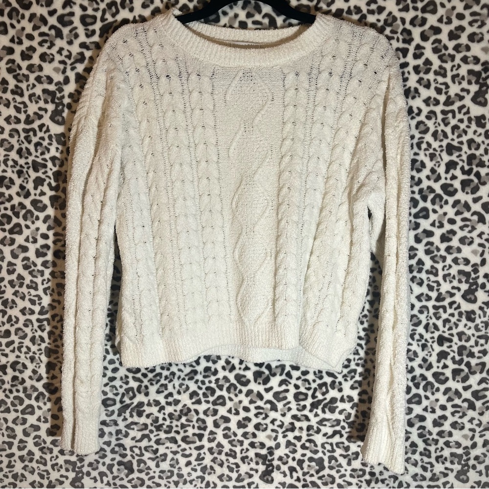 Pink Rose Cozy Cream Sweater